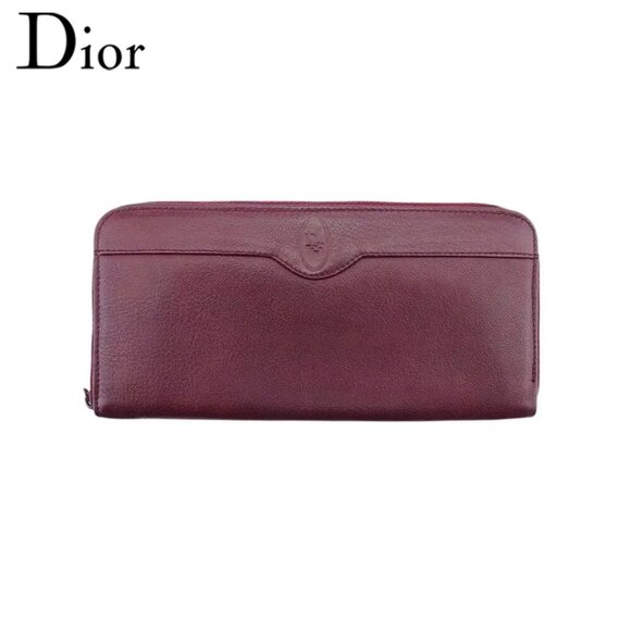 Dior Long Wallet Bordeaux Leather Authentic Used - Picture 1 of 10